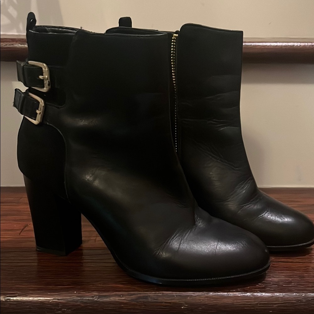 Black Ankle Boots with Buckle Detail